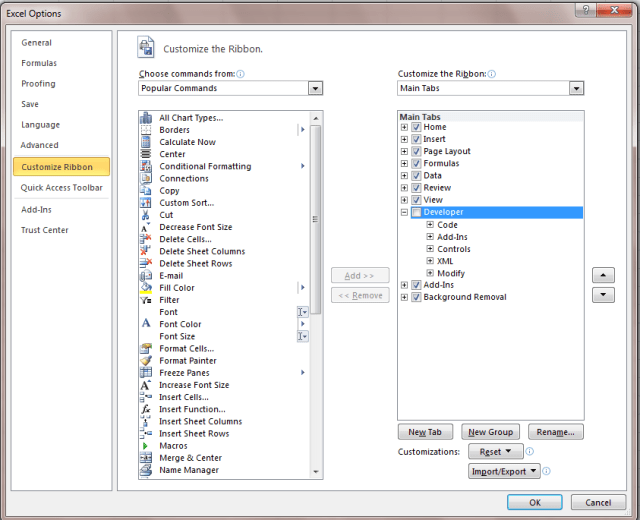 Post 14.0 - Developer Tab