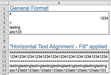 Excel Tips - Text Alignment Fill 2