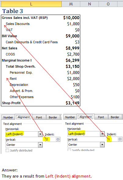 Excel Tips - Text Alignment Indent 4