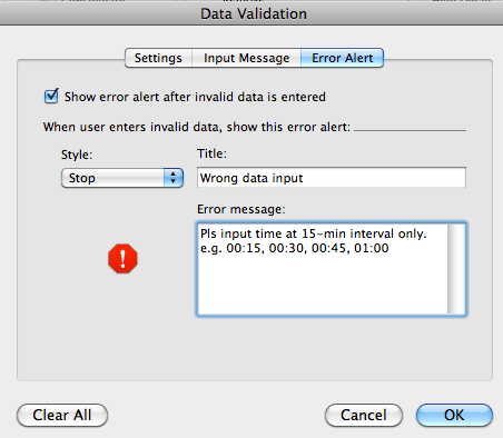 Excel Tips - Data valdiation 15 min input (3)