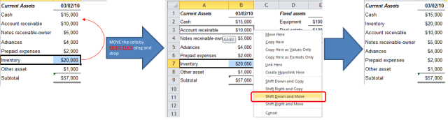 Excel Tips - Move Cell by Right Click 2
