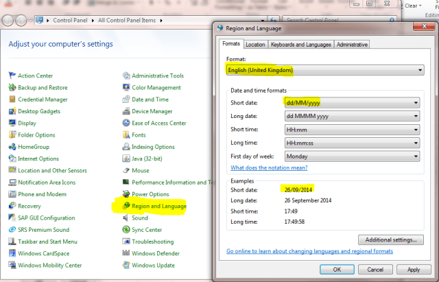 Excel Tips - Regional Setting UK