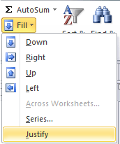 Excel Tips - Fill Justify 2