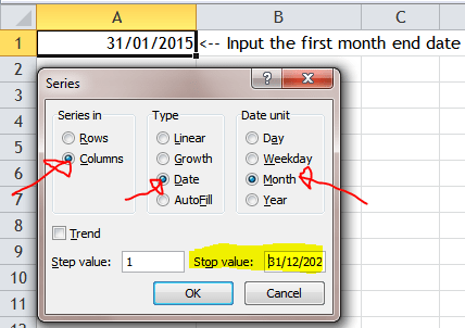 Excel Tips - Fill a series of month end dates 3
