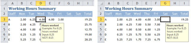 Excel Tips - Move Input Message out of the way 2