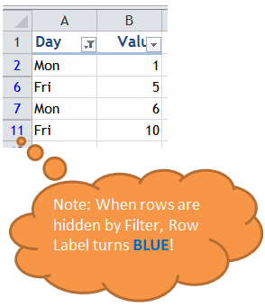 Excel Tips - Filter vs. Hidden 3