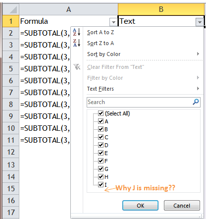 Excel Tips - Filter Bug 1