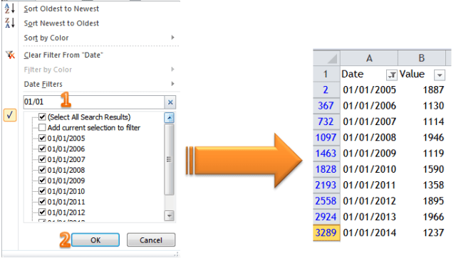 Excel Tips - To filter a particular date ignoring years 6