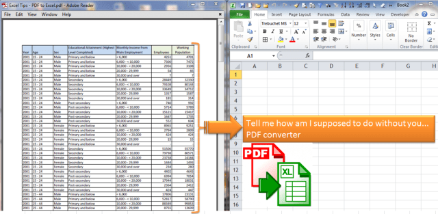 Excel Tips - PDF to Excel