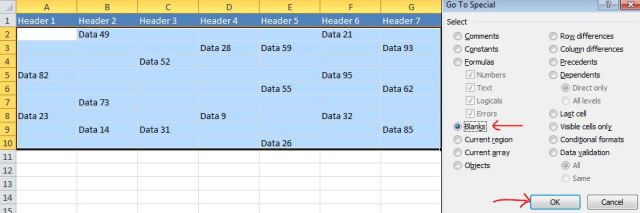 Excel Tips - Move cells with data to the top