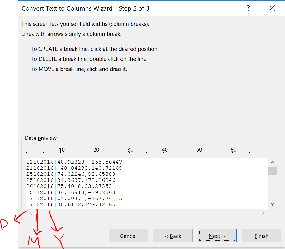 Extract part of a text string using Text to Columns | wmfexcel