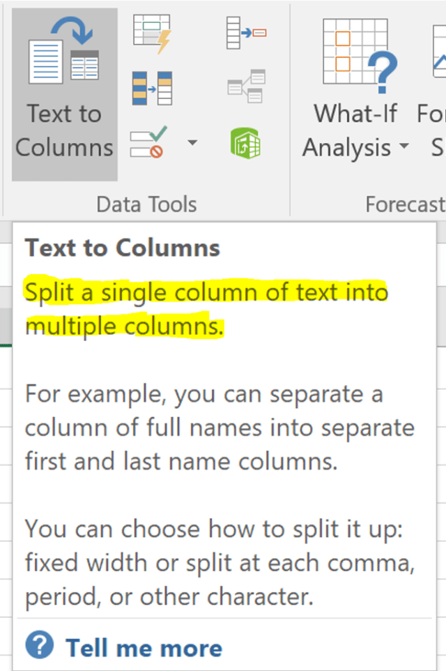 Excel Tips - Text to Columns