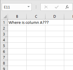 Excel Tip - unhide column A (1)