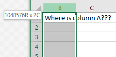 Excel Tip - unhide column A (5)
