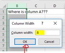 Excel Tip - unhide column A (7)