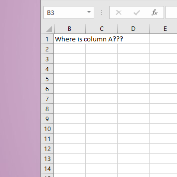 Excel Tip - unhide column A