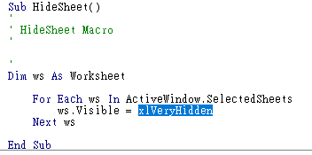 Excel Tip - VBA to veryhide sheets7