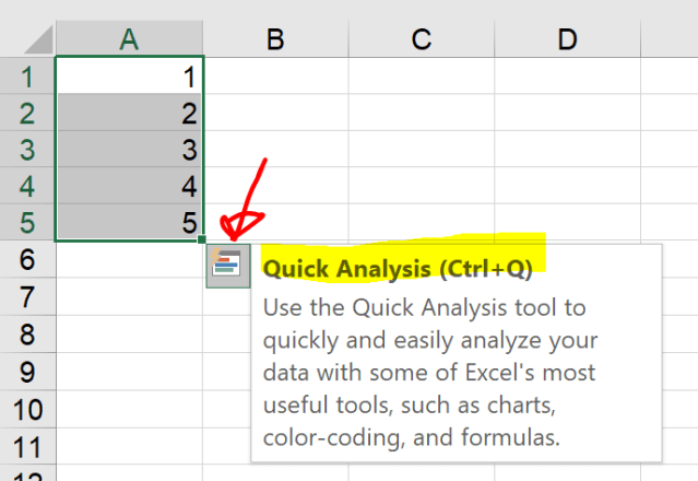 Excel Tips - Quick Analysis