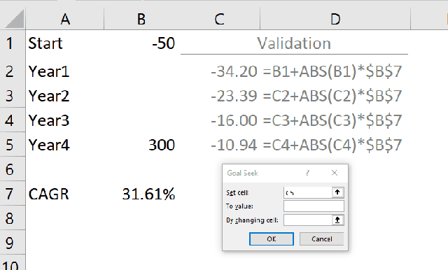 Excel Tips - Calculating CAGR with Goal Seek9