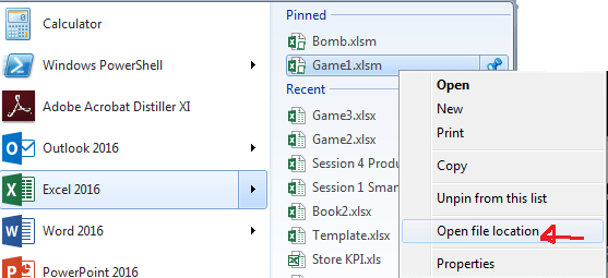 Excel Tip - Alternative to Pin Folder for Excel 2016_1