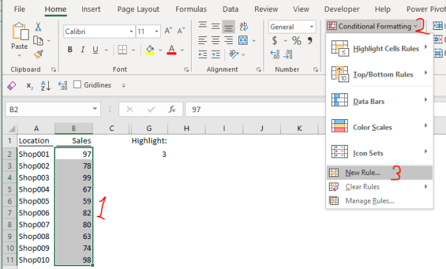 Excel Tips - Highlight Top X with drop down 5