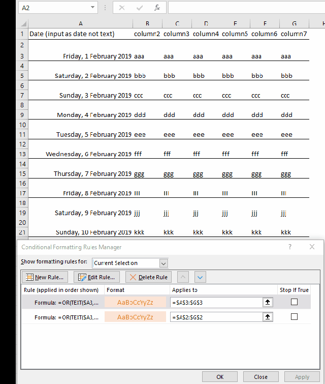 excel tips - highlighting weekends and ph_part2.9