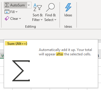 Excel Tip - AutoSum