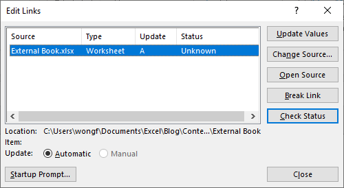 Excel Tip - External links7