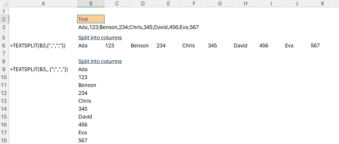 Split text with delimiter(s) into columns or rows and even table with ...