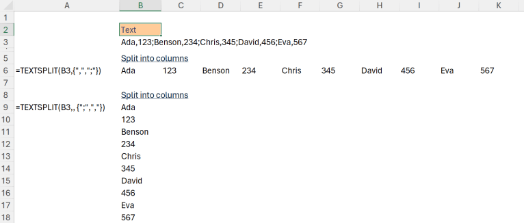 Split text with delimiter(s) into columns or rows and even table with ...